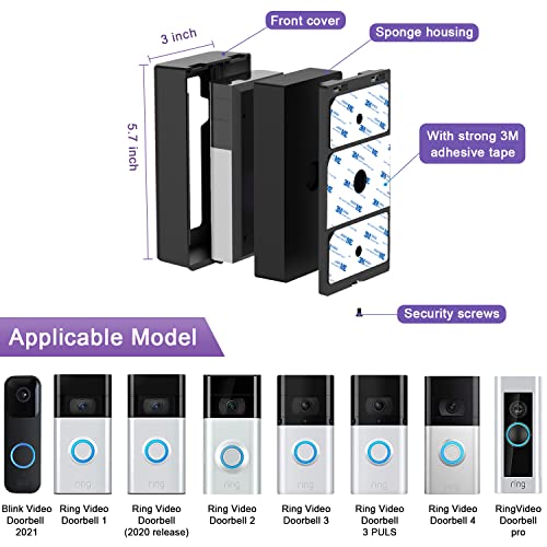 Adhesive doorbell mount Suitable with Video Doorbell 1/2/3/4, No-Drilling Mounting Bracket, Equipment Adhesive doorbell mount Suitable with Video Doorbell 1/2/3/4, No-Drilling Mounting Bracket, Equipment