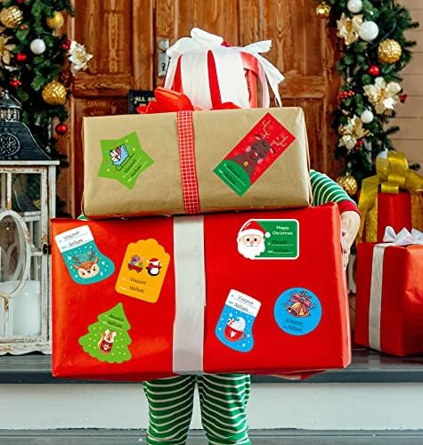 Funnlot Xmas Gift Stickers Labels 236pcs Xmas Stickers Labels Self Adhesive Labels Xmas Tags for Presents Gift Stickers Label Stickers for Envelopes Crafts Cards