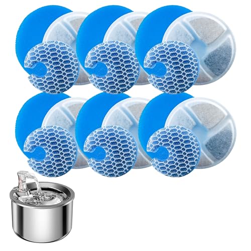 Homtyler Stainless Steel Cat Water Fountain Filters 6 Pack Cat