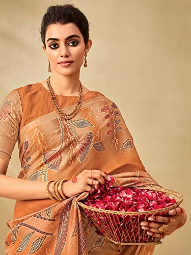 Image of AKHILAM Women's Abstract Tussar Silk Printed Saree With Unstitched Blouse Piece (KANTHA01 Parent)