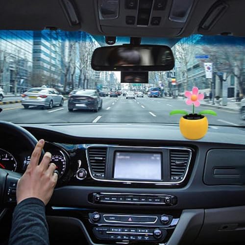 Yuanpgky Adorno de flores bailarinas con energía solar, atrapasueños de girasol ABS para decoración del hogar u oficina, estilo oscilante variado, no necesita pilas, 4.7 x 2.3 x (rojo)