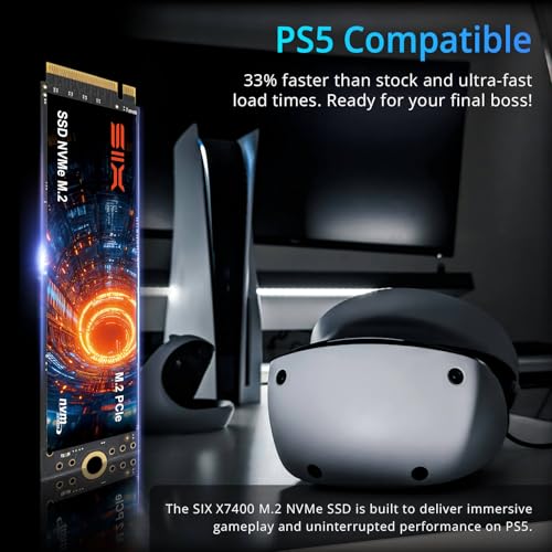 Image of SIX NVME M.2 SSD PCIe 4.0-2TB m.2 2280 ssd, Read UP to 7350MB /s 2TB for Gaming PS5 Memory Storage Expansion with Heatsink, Internal Solid State Hard Drive PCIe gen 4x4 Nvme for Laptop Desktop pc