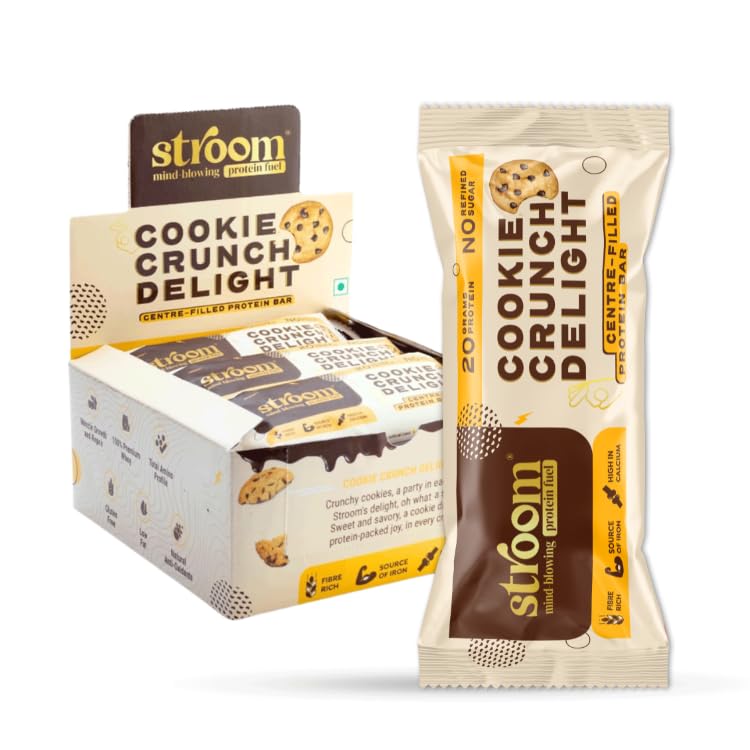 Asia's First Centre Filled Protein Bars | 20g Protein (5 Bars, 63 Grams Each) | Cookie Crunch Delight | Helps in Muscle Growth & Repair | Fibre Rich | No Added Sugar