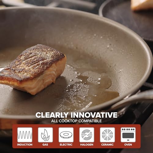 Image of Viking PureGlide Pro 3-Ply Nonstick Frying Pan, Made without PFAS, 12-Inch Induction Cookware, Metal Utensil Safe Titanium Nonstick Surface, Oven Safe to 600F