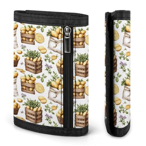 Autumn Potato Lemon Print Wallet for Men, 8 Credit Card Holder Slim Minimalist Front Pocket Small Mens Bifold Wallets2