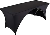 Vista 21 de LZY Paquete de 2 manteles ajustables para mesas plegables de 6 pies, espalda abierta, manteles rectangulares de elastano/elástico/elásticos