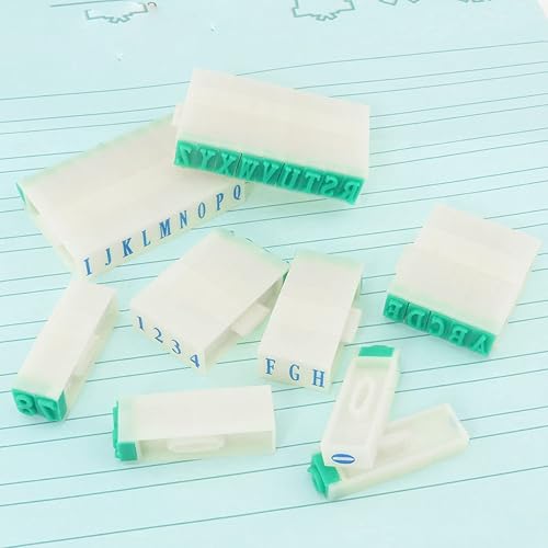 Miniatura 5 de Juego de 2 sellos de letras de números desmontables del alfabeto A-Z, conjunto de combinación de números del 0 al 9 para tarjetas, álbumes de