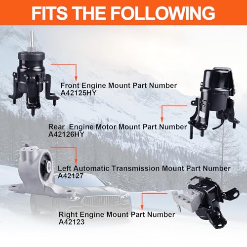 Engine Motor Mount Compatible with Toyota Camry 18-23/ Avalon 19-22 L4 2.5L,Lexus ES300H 19-25 L4 2.5L, Replacement for A42125HY A42126HY A42123 A42127,Set of 4 by TeukRiGa - Used condition - Image 2