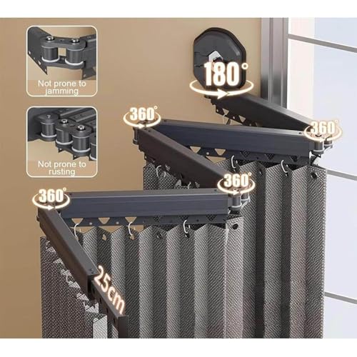 Douche d'angle pliable sans perçage de 2 mètres de long pour douche noire