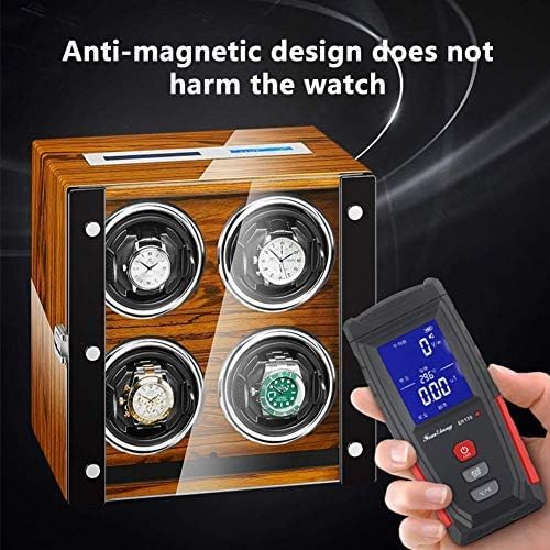 FENOKD Mechanical Watch Shaker Automatic Watch Winder 4 Remote Control LCD Screen Display Built-in Illumination Silent Motor Adjustable Watch Pillows