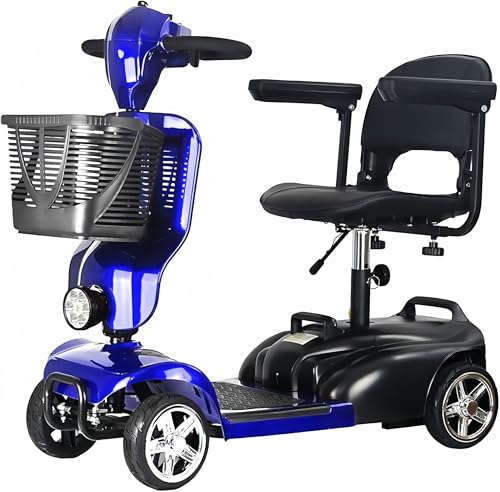 iCAN X-02 2026 Model Portable Mobility Scooter (Blue) 120 Kg Capacity 12.5 Mile Long Range Removable Battery UK Regulated LED Headlight Removable Basket CupHolder Light Weight Front Fairing