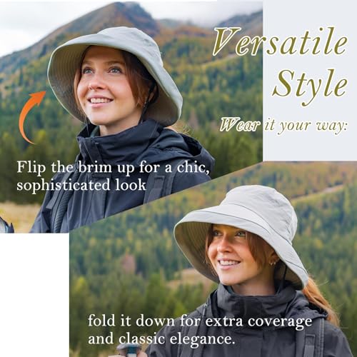 Image of TOP-EX ChicPony Women's Wide Brim Bucket Sun Hat with Ponytail Hole UPF 50 Summer Packable Sunhat for Travel Beach Outdoor