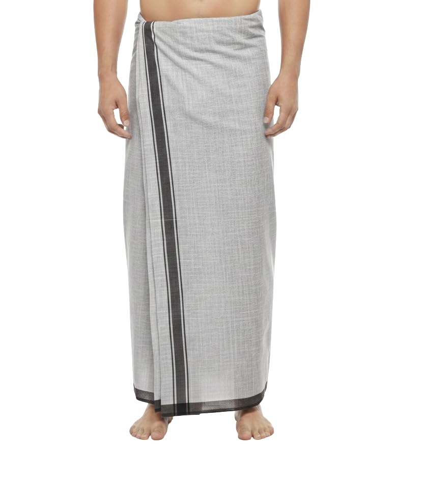 Hornbill Enterprises Cotton Men's Kerala Style Cotton Dhoti Single size -1.9 meters Big Set-1-picture-29