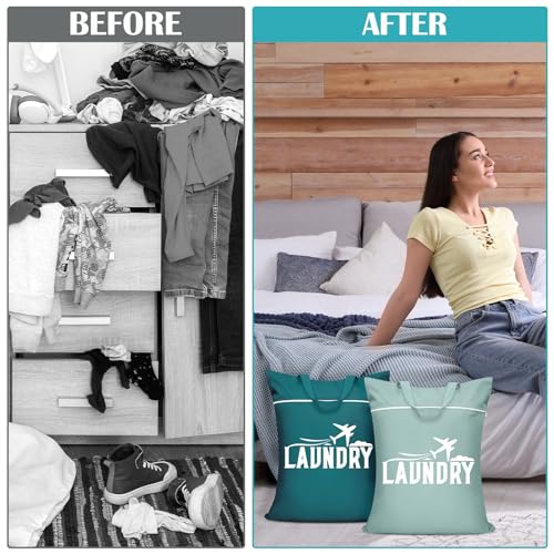 2 Pcs Large Travel Laundry Bags - Waterproof with Handle, Washable Dirty Clothes Bags for Travel, Wet & Dry Bag, Bathing Suit & Gym Clothes Laundry, Swimming Pool & College Dorm - Image 7