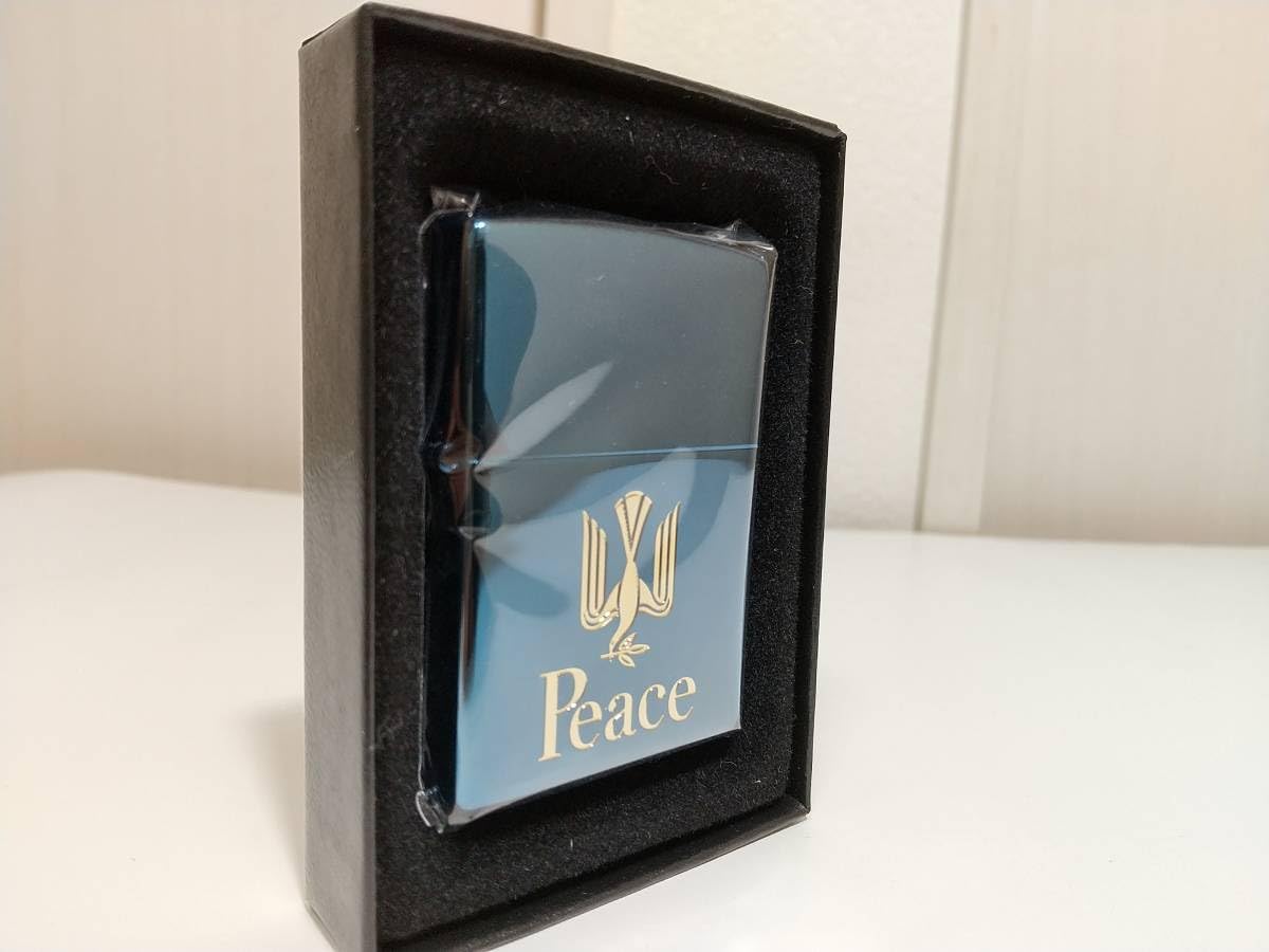 Amazon.co.jp: ピ ース ブルーチタンZIPPO ジッポーPeace 鳩マーク 