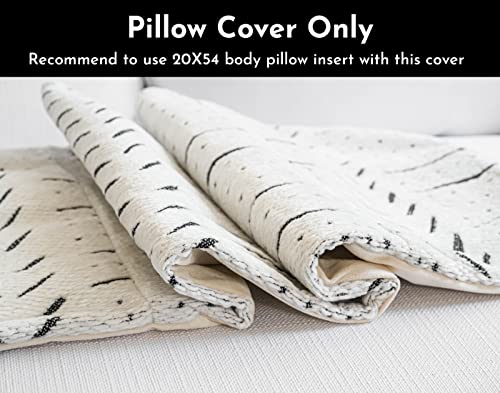 Blissblush Boho Soft Body Pillow Cover 20X54, Decorative Throw Large Body Pillow For King Bed, Boho Textured Oversize Body Pillow For Adults, Body Pillow For Sleeping, Off White (Cover Only) #TOP3