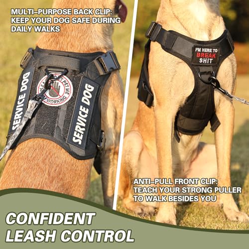Belababy Tactical Anti Pull Dog Harness Small Medium Large, Adjustable Front Clip Service Dog Vest with Handle - Image 3