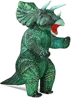 Inflatable Costume for Adult Inflatable Dinosaur Triceratops Costume Blow up Halloween Costume Carnival Party Cosplay Fancy Dress (Green, Standing Style)