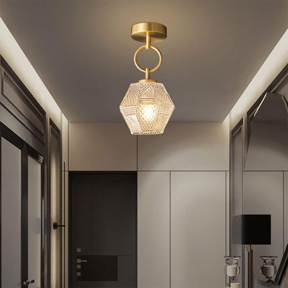 LYMSXAZOU Semi Flush Mount Ceiling Light for Aisle Corridor Entrance Balcony Bedroom Glass Kitchen Lights(Medium)