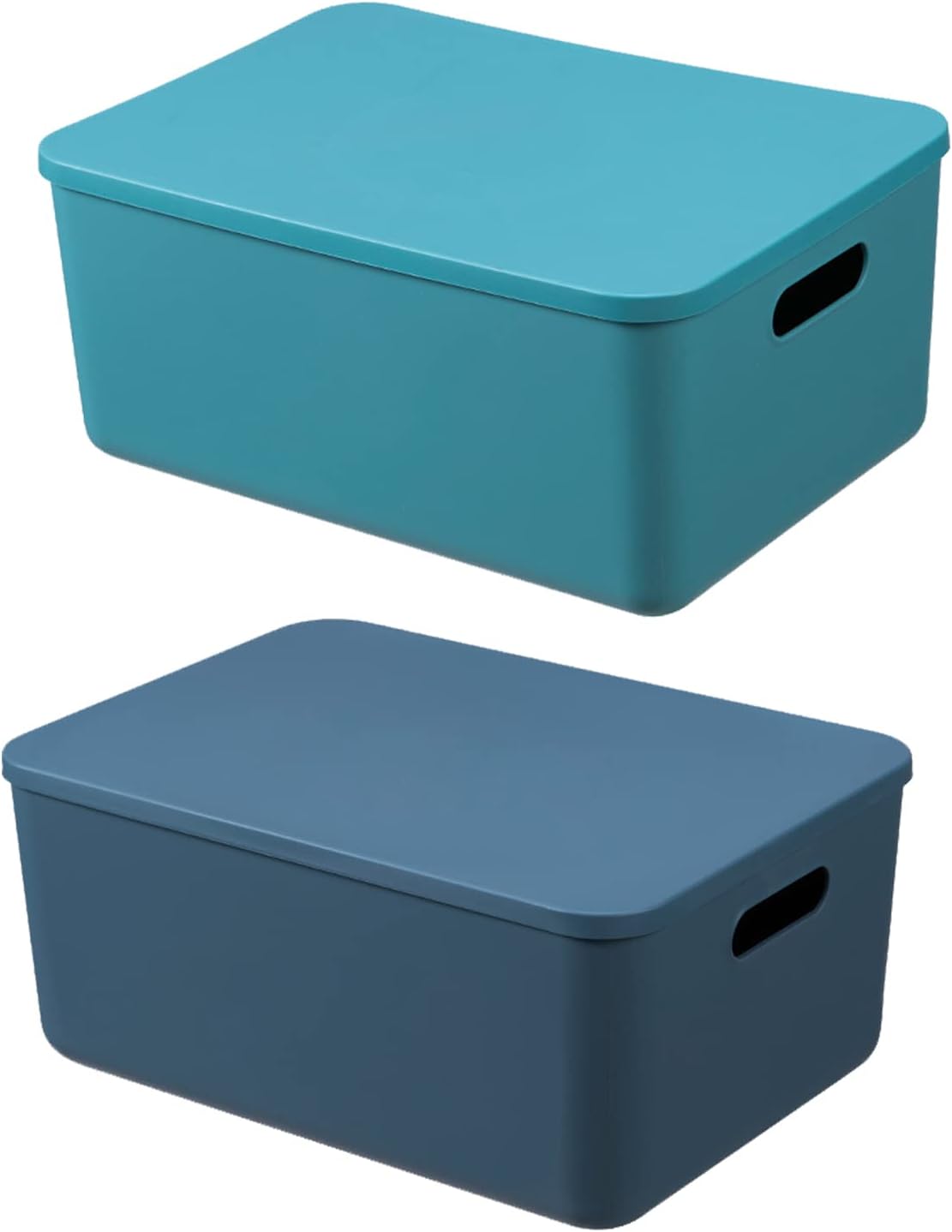 HapiLeap Storage Boxes With Lids, Stackable Plastic Storage Baskets for