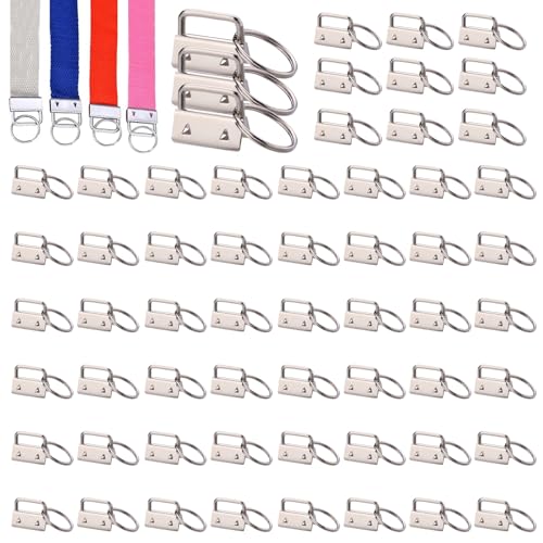 ACHANFLY 60 cordones 26 mm, para llaveros y manualidades, tela (plata)