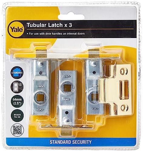 Yale Yal3Pm888Pb2 3 Chiavistelli Tubolari A Mortasa, Dove Non È Necessario Un Bloccaggio, Finitura, Ottone Lucido, 2.5 Inch/64 Mm