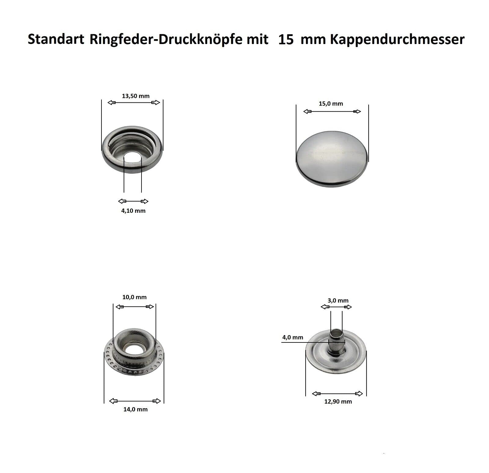 Drukknopen ringveer, ringveerknoppen, R-veersnaps, staal - vanaf 50 Drukknopen ringveer, ringveerknoppen, R-veersnaps, staal - vanaf 50