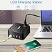 Surge Protector Power Strip, Flat Plug Power Strip with 4 USB and 6 AC Extension Cord Power Strip Wall Mount Desk USB Charging Station for Home and Office Accessories, Black