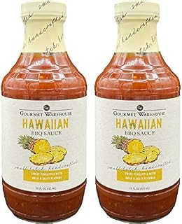 Gourmet Warehouse Hawaiian BBQ Sauce, Premium Barbecue Sauces Handcrafted In Small Batches Gluten-Free, HFCS-Free, Delicious Sauce 16 Ounces Bottle (Pack of 2)