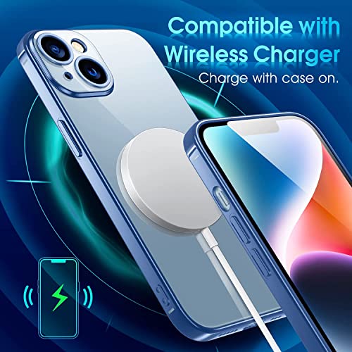 Image of VONZEE TPU Compatible with iPhone 14 Case 6.1 Inch, Luxury Electroplated Soft Edge Bumper Case, Full Camera Protection & Reinforced Corners Shockproof Case Cover|Transparent|Sierra Blue