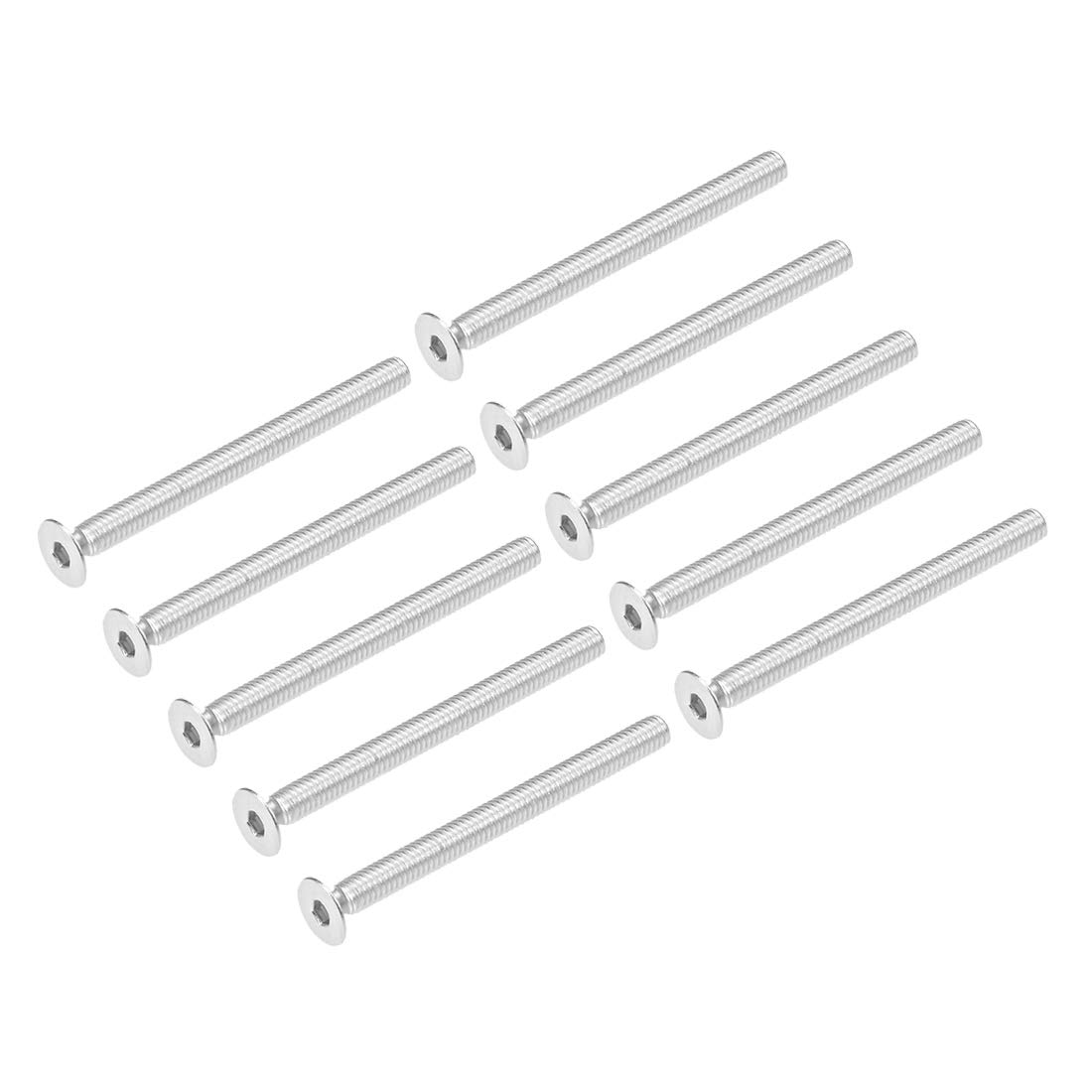uxcell M4x45mm Flat Head Machine Screws Inner Hex Screw 304 Stainless Steel Fasteners Bolts 30Pcs