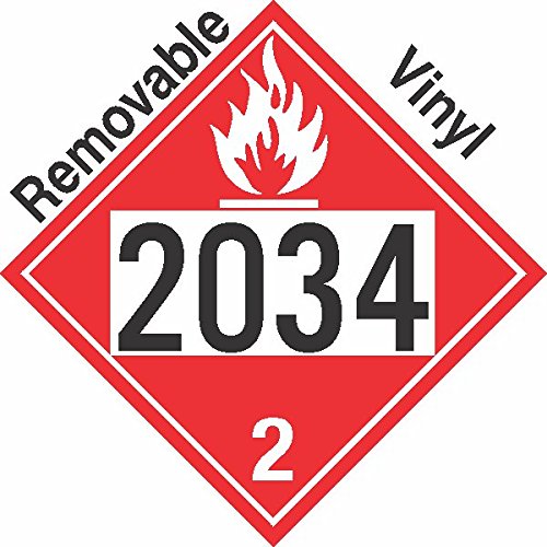 GC Labels-P304c2034, Flammable Gas Class 2.1 UN2034 Removable Vinyl DOT ...