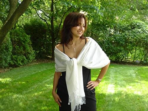 Solid Pashmina Shawl, Scarf, Wrap & Stole (Large size) Ivory4