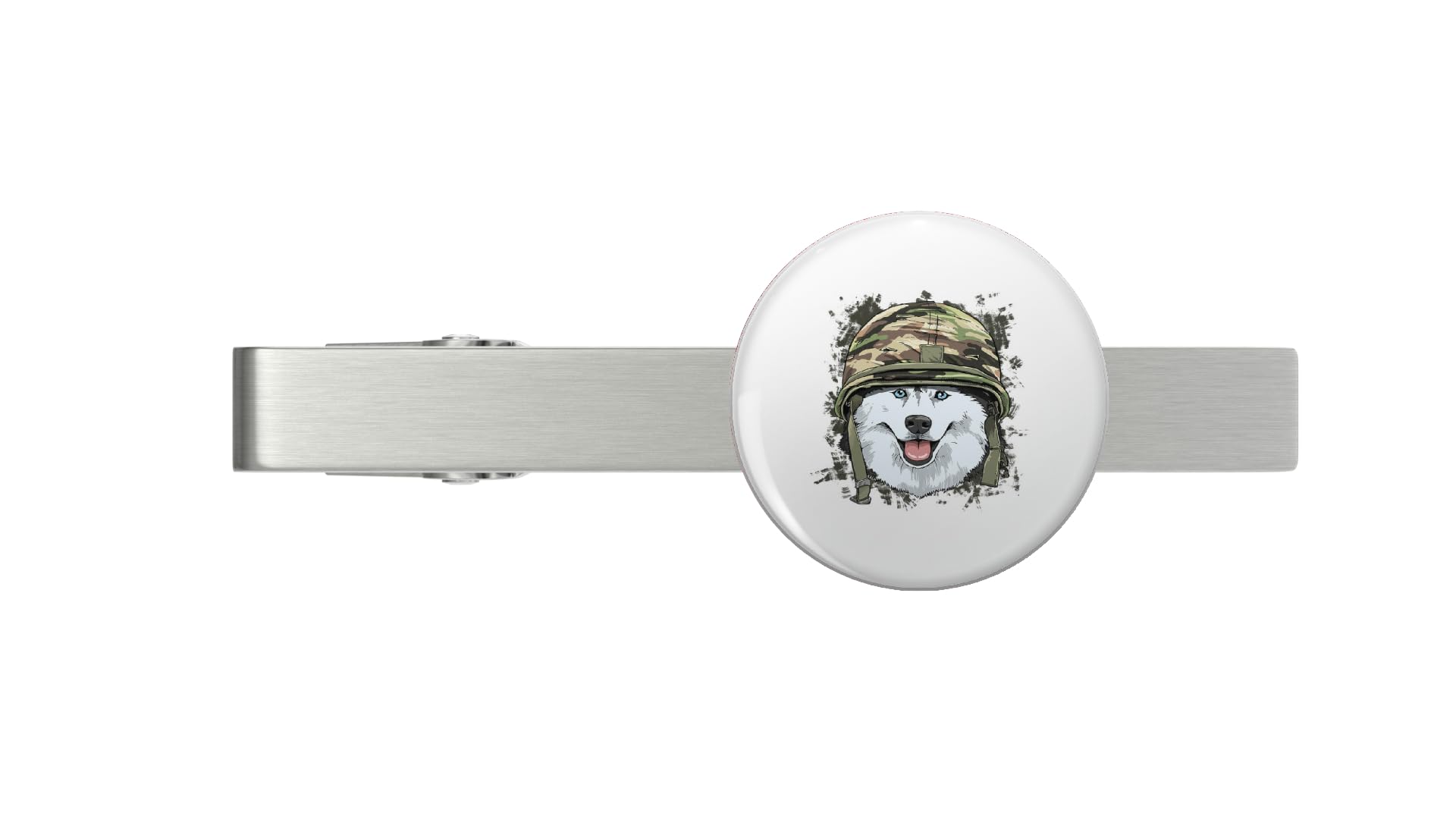 Siberian Husky Soldier Veteran DogArmy Dog Lover 611 Silver Tie Clip Tie Bar Veteran Gift