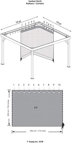 Miniatura 6 de Sojag 135-8163919 Cortinas de privacidad Sanibel, 10 x 10 pies, color negro