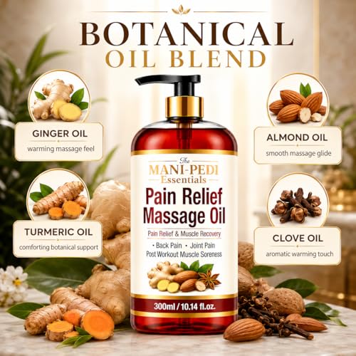 Image of TMPE Pain Relief Massage Oil for Joint & Back Pain, Muscle Soreness With Natural Healing of Ginger, Turmeric & Clove Oils - 300ml Pack of 2
