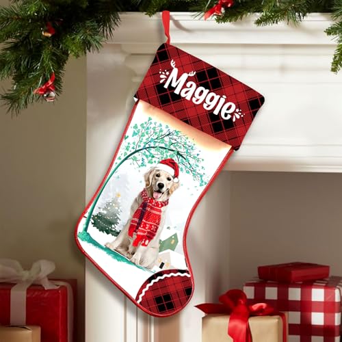 Famitrendz Personalized Golden Retriever 2 Hold Red Heart Stockings, Merry