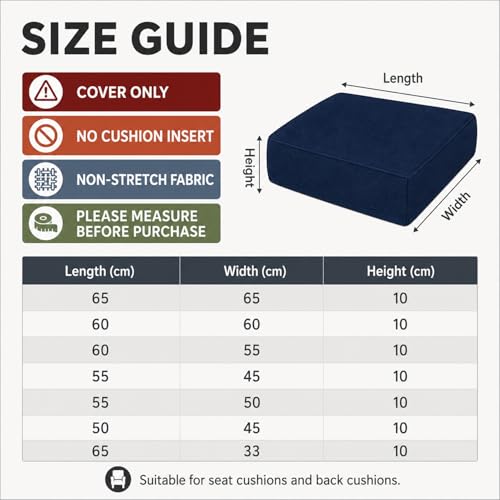 Housse de coussin de canapé extérieur imperméable 60x60x10cm bleu marine