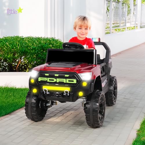 Image of Little Rides Force 4x4 Battery Operated Jeep for Kids, Ride on Toy Baby Car with LED & RGB Light & Music, Rechargeable Electric Jeep, Big Battery Car for Kids to Drive 1 to 5 Years Boys Girls (Red)
