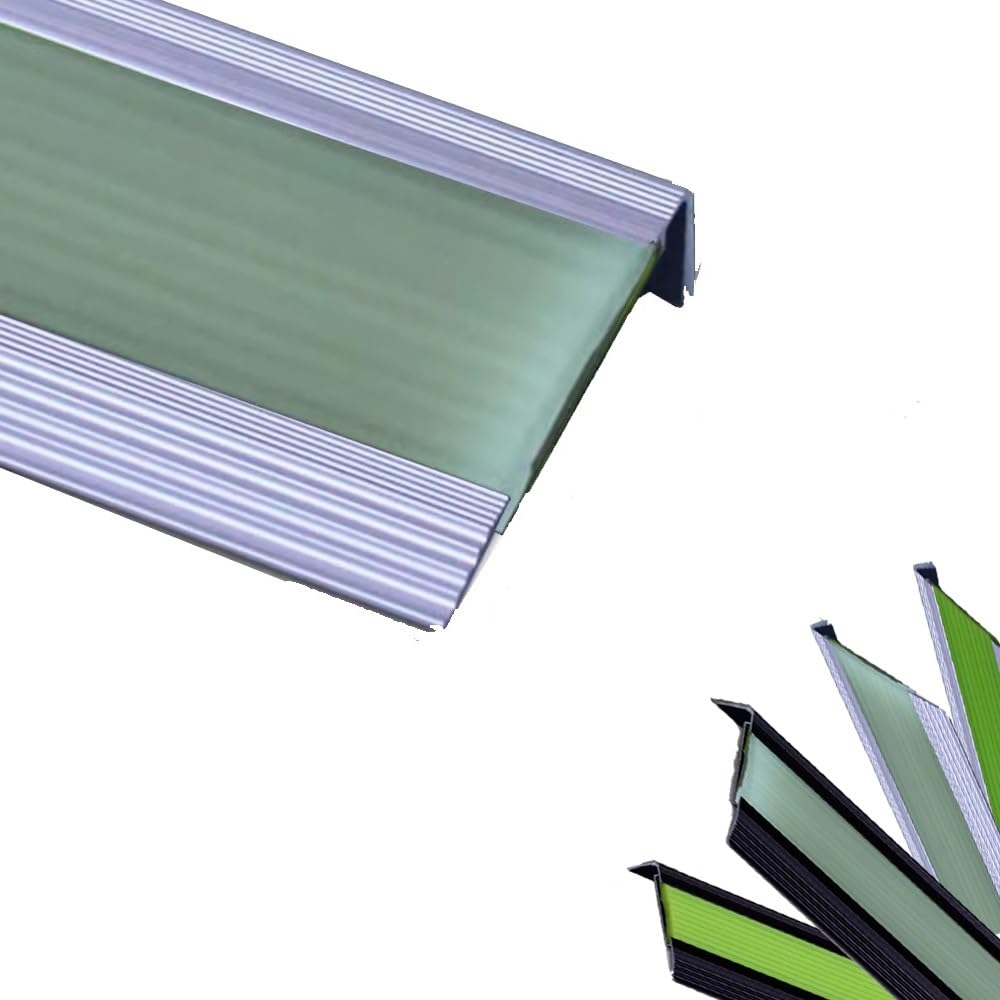 Lshtshf-Ou Silver 2 Stair Anti-Slip Nosing Stairs Nose Molding With Glow Strip L-Shaped Edge Protector In The Dark(,90Cm L)