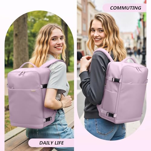 GOLF SUPAGS Duży plecak podróżny dla kobiet i mężczyzn, plecak na laptopa, pasuje do notebooków 17,3", bagaż podręczny, plecak na podróż, do pracy, biznesu, jasnofioletowy, 17.3 Zoll