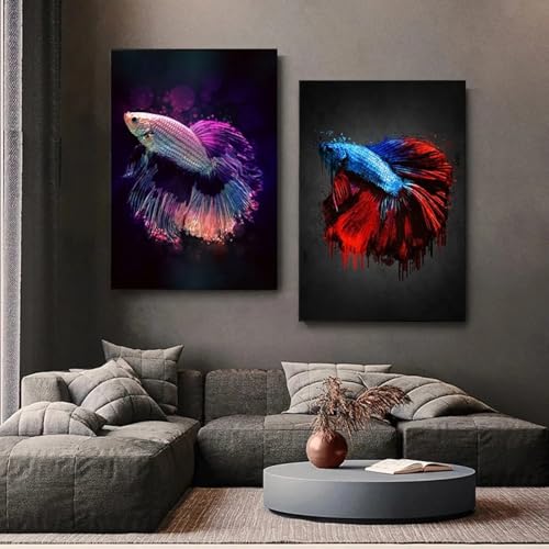 Betta Fish Art multicolore affiches sur toile 40x60cm pour salon