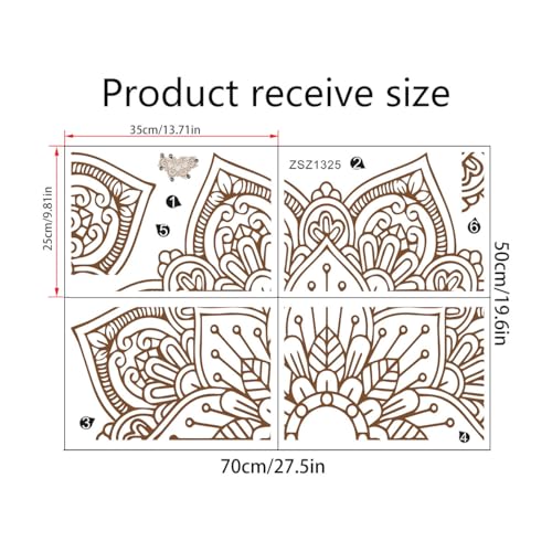 Vinilos decorativos mandala boho 4 hojas para pared miniatura 2