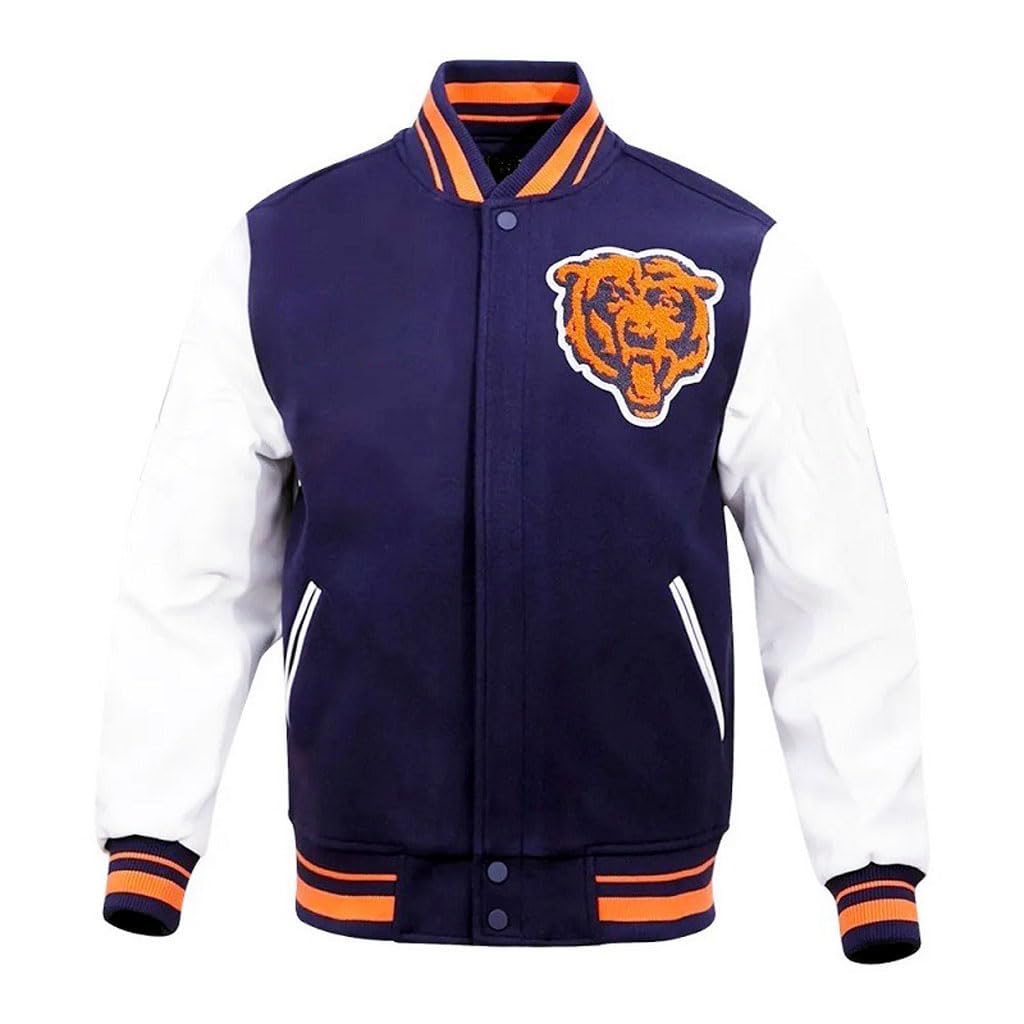 Classic Navy Blue Varsity Jacket Animal Bear Letterman Jacket - Men Fan Bomber Jacket