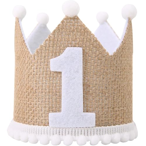Image of BabyMoon 1 year Birthday Crown Baby Cap | Cake Smash | Baby Photography Cap | Brown
