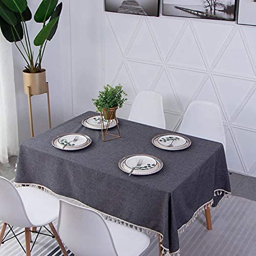 Nappe à franges pour table de salon et repas style Star of Light avec textile noir 120x160