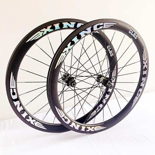 Image of CUCKQUIC 700C road bike wheelset, carbon fiber rims, disc brake, quick release, 100 mm/135 mm, 24-hole hubs for 7-8-9-10-11-speed cassette, front and rear wheel A