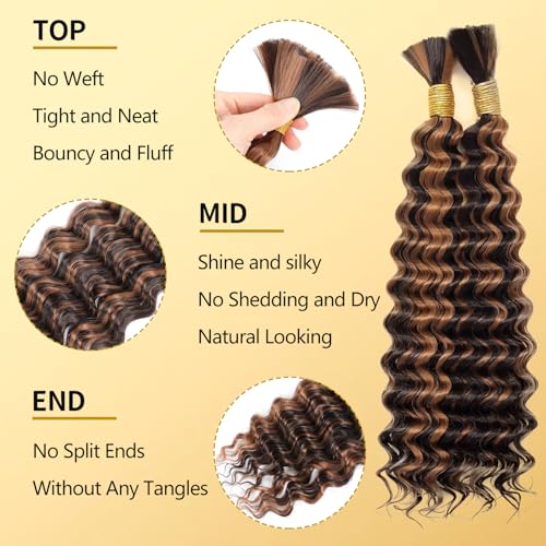 LPARMJIT Deep Wave Bulk hair for Braiding 18 inch 2 Bundles/Pack No Weft for Braiding Wavy Synthetic Braiding Hair Extensions for Boho Braids (P4/30 - Image 3