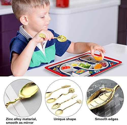 EQLEF Fun Teaspoon Set, Gold Royal Tea Spoon Gift Coffee Spoons in Coconut Tree/Leaves/Branches/Mulberry Shape for Dessert Sugar Ice Cream(4 pcs)