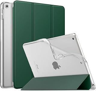 MoKo Case for iPad 10.2 iPad 9th Generation 2021/ iPad 8th Generation 2020/ iPad 7th Gen 2019, Soft Frosted Back Cover Slim Shell Case with Stand for iPad 10.2 inch,Auto Wake/Sleep, Pine Forest Green